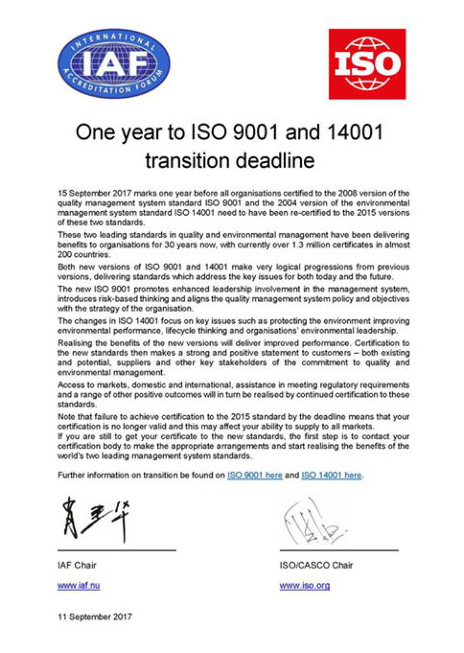chuyendoiisso Chuyển đổi sang ISO 9001:2015 trước khi ISO 9001:2008 hết hạn năm 2018